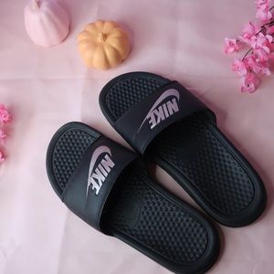 Pink and Black Nike Slide Women Shoes